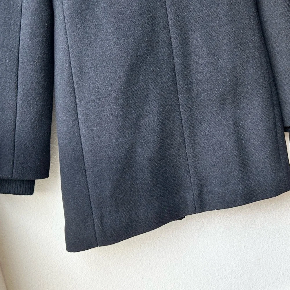 J.Crew Black Lodge Coat in Italian Stadium-Cloth Wool Sz 0